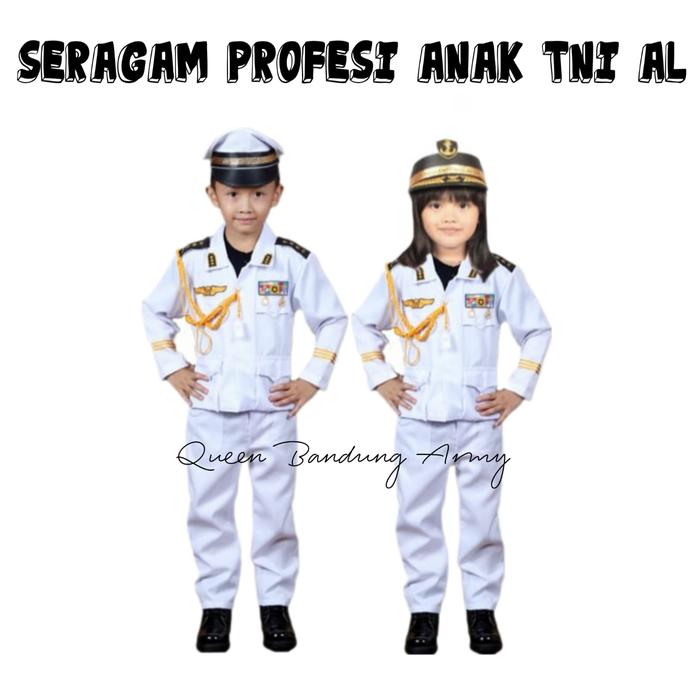 BAJU SETELAN TNI AL ANAK LAKI LAKI DAN PEREMPUAN / ANGKATAN LAUT COWOK CEWEK / KOSTUM PROFESI ANAK T