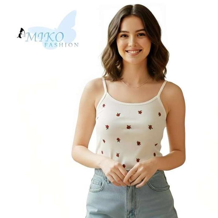 Promo MIKOFASHION - Atasan Wanita Crop Top TankTop Tanpa Lengan Casual / Motif Bintang Bunga Bordir 