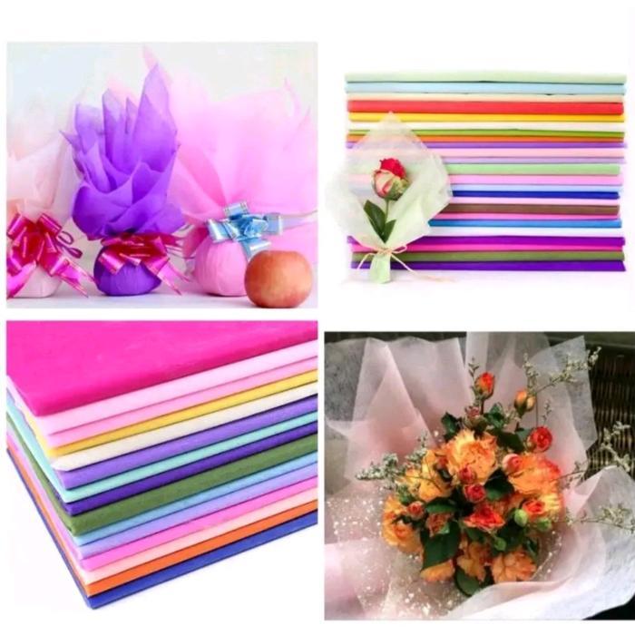 ( 5 lembar ) KERTAS TISSUE PAPER COTTON KERTAS TISU BUCKET BUNGA FLOWER WRAPPING