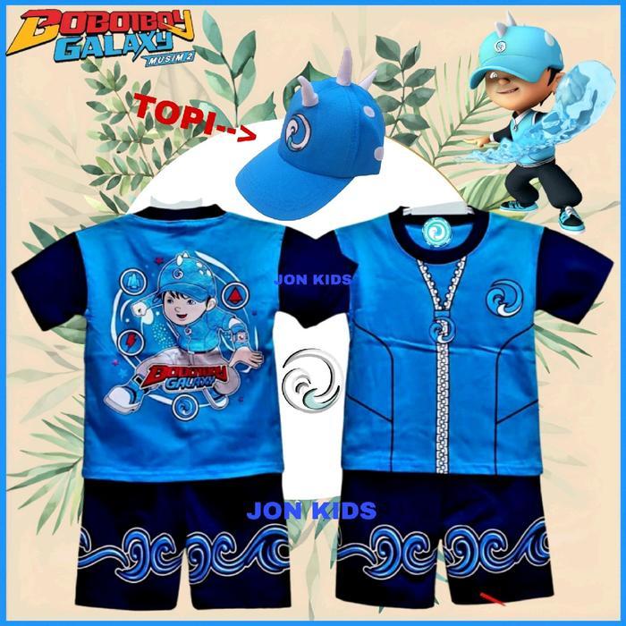 Setelan Baju Kostum Boboiboy Daun Terbaru Lengan Pendek/Baju Boboiboy Daun Kids
