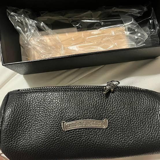 Leather case with box set chrome hearts tempat kacamata logo timbul emblem Chrome hearts