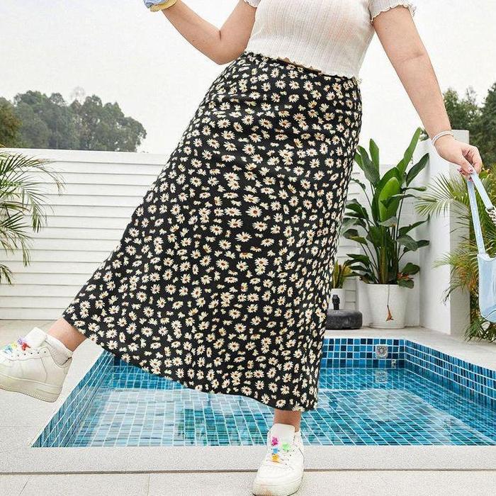 UNLIMITED.FASHION | JUMBO BB 70-95 KG ROK MOTIF BUNGA / FLORAL SKIRT ROK DAILY KOREAN STYLE PANJANG 
