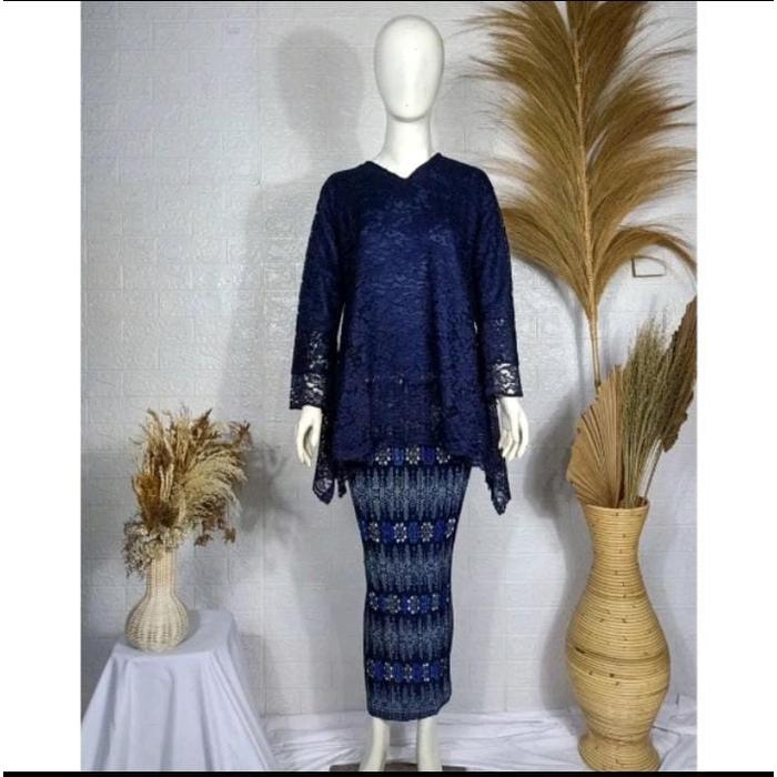 SET JUMBO LD 130 / KEBAYA BROKAT JUMBO / KEBAYA RINJANI BIG SIZE / KEBAYA MODREN NAVY