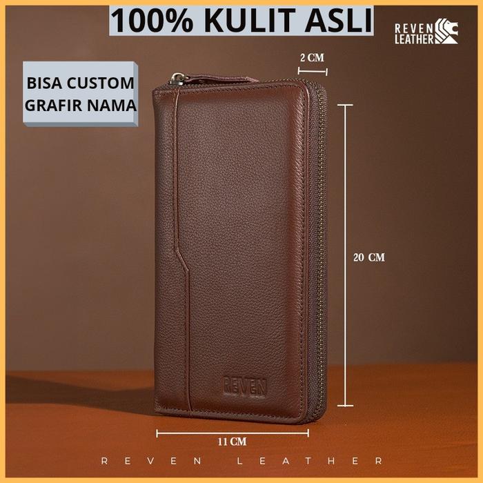 Reven Leather Goods Tas Tangan Pria Rama Handbag Mini Pouch Bahan Kulit Sapi Asli 100% Premium Origi