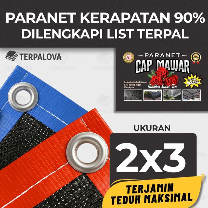 Paranet 2x3 Meter 90% – Paranet Tebal Import Sudah Terpasang Ring Besi & List terpal