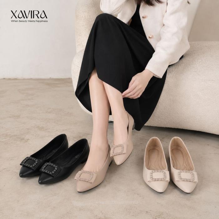 Xavira Zelia Sepatu Import Wanita Flat Shoes Lepes Kuliah Kerja Kantor Teplek Kulit Sintesis