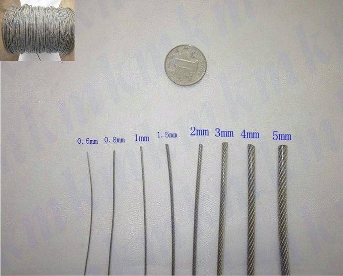 20MLot Overall Diameter 5.0Mm Stainless Steel Wire Rope With Pvc Plastic Coating 4.0Mm Wire Rope Wit