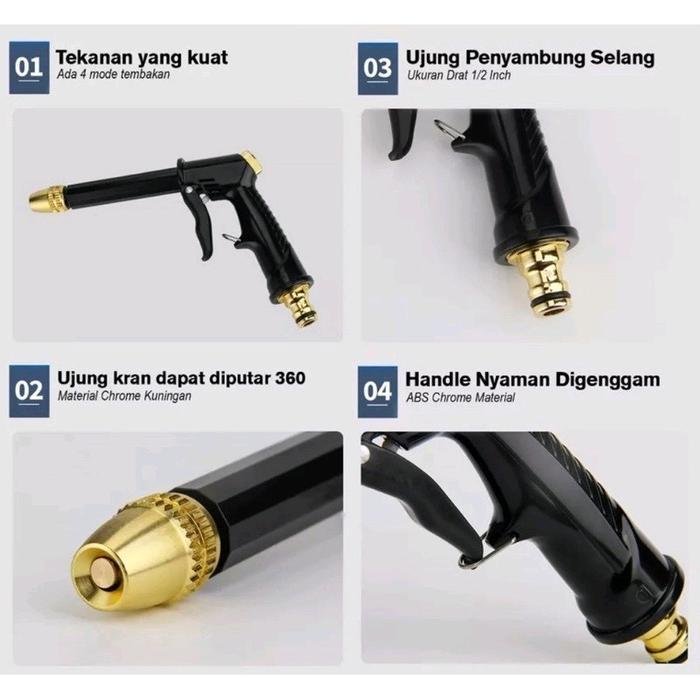 Semprotan Air Kuningan / Kepala Semprotan Air / Seprotan Set Selang Semprot Motor Mobil Car