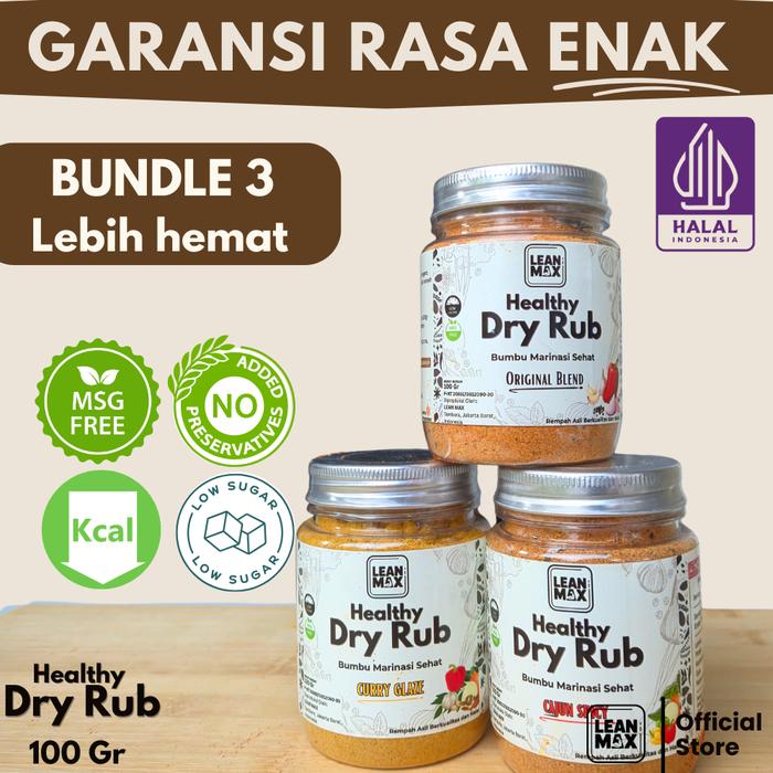 (Paket Bundle) Bumbu Dry Rub dgn Garam Himalaya Non MSG – Rendah Kalori, Bumbu Diet & Sehat Lean Max