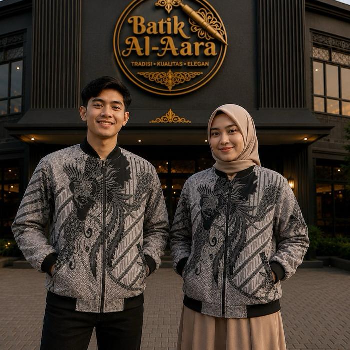 JAKET batik new motif BRAHMA Katun Pria Wanita Hitam Panjang