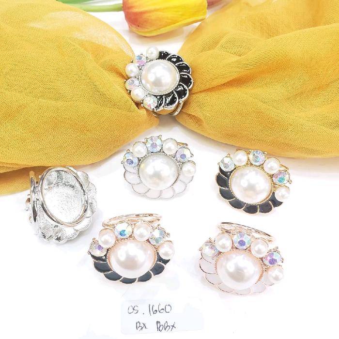 Ring hijab mutiara import premium warna silver / kolong hijab cincin jilbab