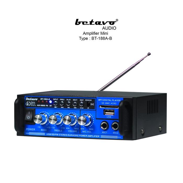 Betavo Amplifier Mini Bluetooth BT-188A-B Ampli Karaoke