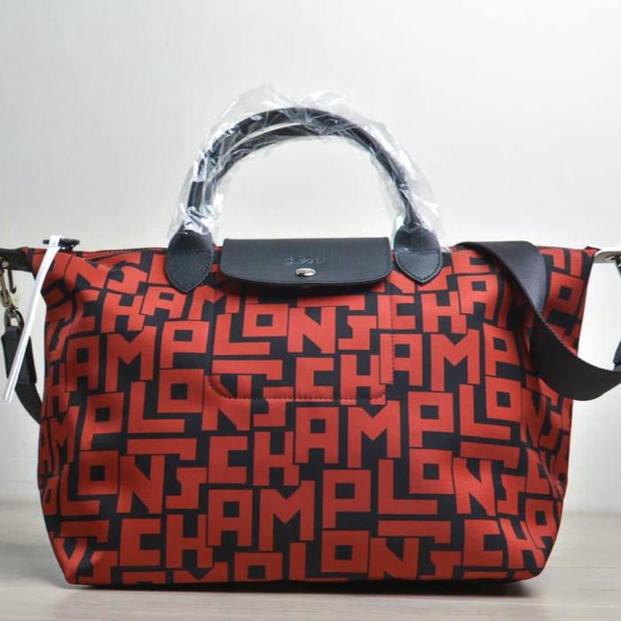 Longchamp Neo Le Pliage LGP Black/Red Medium (sz : 30/43x26x18 cm)