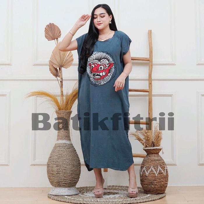 Daster Batik Fitrii Barong Bunga Bali Wanita Rayon Premium Lembut 2 Kancing Busui Nyaman - LD 115cm