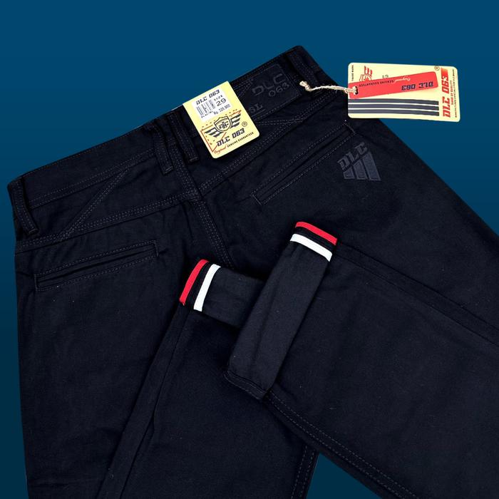 DLC063 Original Celana Kanvas Panjang Pria Reguler Standar Bahan Katun Sulfur Nyaman Slim Fit Hitam 