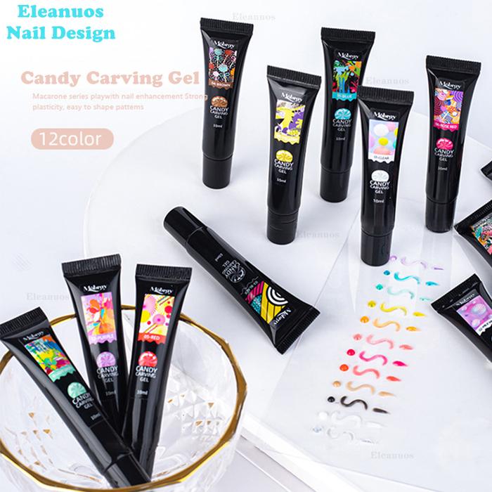 Eleanuos 5D Candy 3D Gel 12 Colors Set Embossed Nail Shape Nail