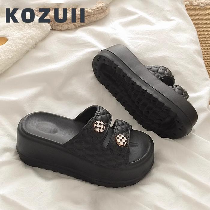 Kozui Sandal Selop Wanita Model Korea Ready Stock Tipe Wedges Anti Air dan Anti Selip