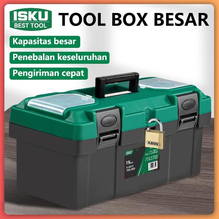ISKU Tool Box Besar 14/17/19 Inch Bahan PP Tool box set lengkap/2 layaer Kotak Peralatan Perkakas/ko