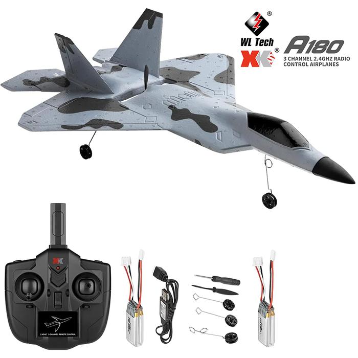 Wltoys Xk 2.4G RC Plane Remote A180 F22 3CH 3D/6G System Airplane EPP