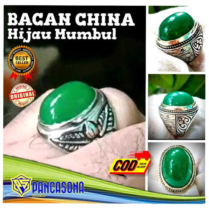 CINCIN BATU AKIK BACIN HIJAU BOTOL MIRIP BACAN
