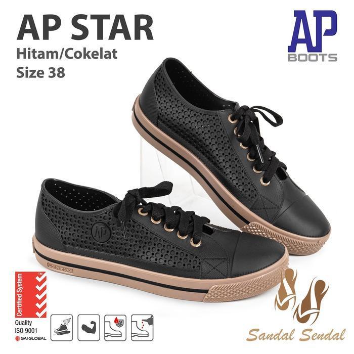 New Arrival Sepatu AP STAR Hitam Coklat- Sepatu Kets By AP Boots Casual Shoes Pria Sneakers - 38