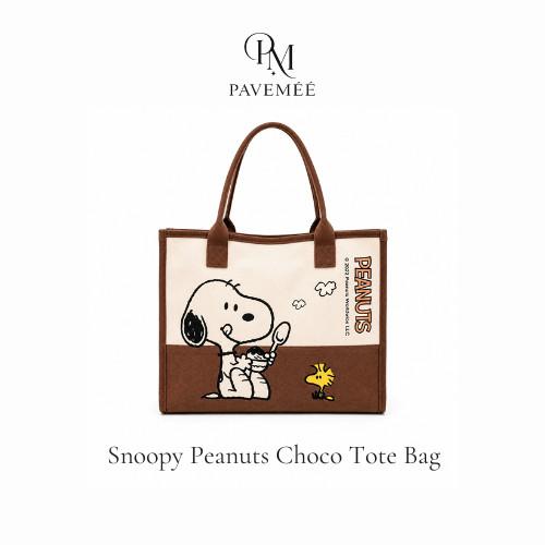 PAVEMEE Snoopy Peanuts Choco Tote Bag | Snoopy Tote Bag | Peanuts Tote Bag | Snoopy Shoulder Bag | T