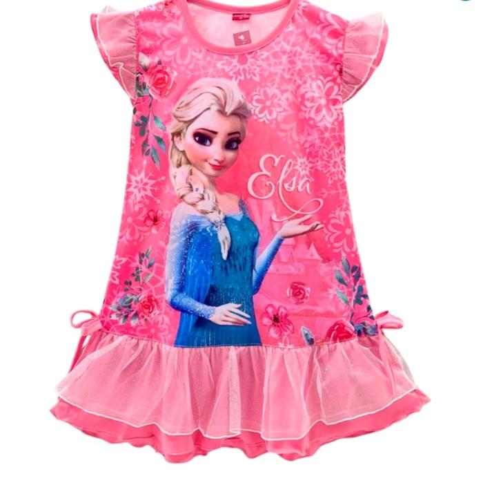 DRESS ANAK PEREMPUAN FROZEN LENGAN RUFFLE /JULIA-FULL PRINTING