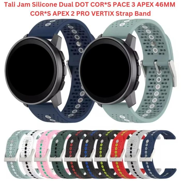 Tali Jam Silicone Dual untuk DOT COROS P 3 APEX 46MM 2 PRO VERTIX Strap Band Coros P Pro