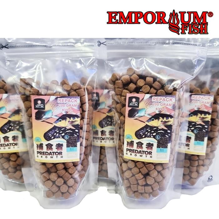 REPACK JPD predator Growth size L 200 gram - pakan pelet makanan ikan predator