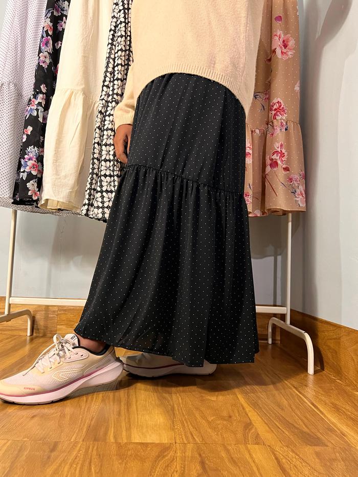 Rok wanita bunga floral skirt korean motif bunga ceruti katun bordir