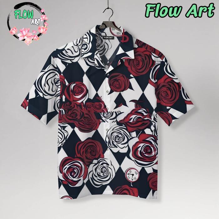 FLOW ART Kemeja Flowers Vintage Style Fashion Print | FA143