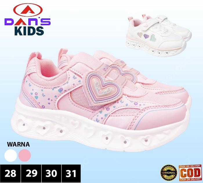 DANS OZARA YENTA Sepatu Sneakers LED lampu Nyala Impor Ringan Casual Anak perempuan original