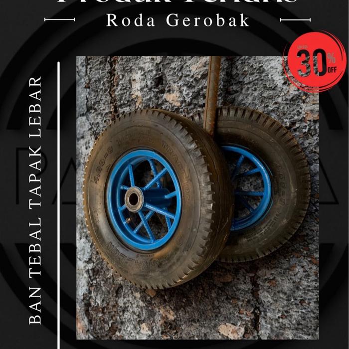 Roda gerobak ring 8 Satu set dan As besi