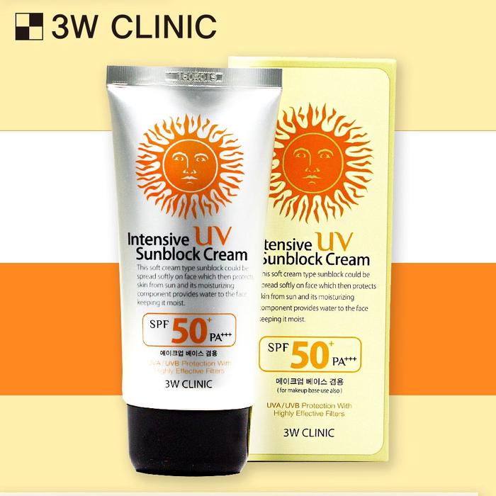 3W CLINIC UV Sunblock Cream SPF50 PA+++ 70ml Refreshing Sunscreen