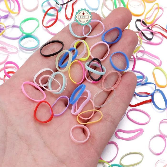 PREMIUM KATALOG - [10GR / +- 200 PCS] Karet Jepang Elastis Premium /  Ikat Rambut Warna-Warni / Colo