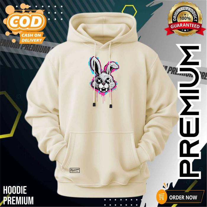 Hoodie Cowo Terbaru 2025 Bahan Fleece Tebal Pemium Clothing Warna Cream KELINCI Hoodie Pria Sweater 