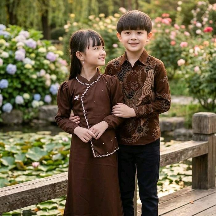 PAKET HEMAT!!! Couple Anak Dress Ghania Set Pasangan Kondangan Batik