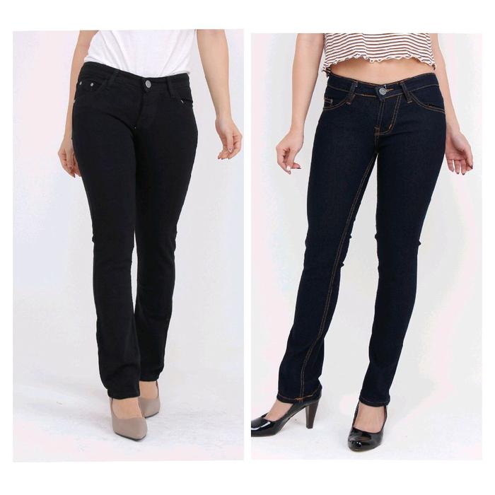 Celana Panjang Cutbray Jeans Wanita Bootcut Denim Stretch Polos Mid-rise Jeans