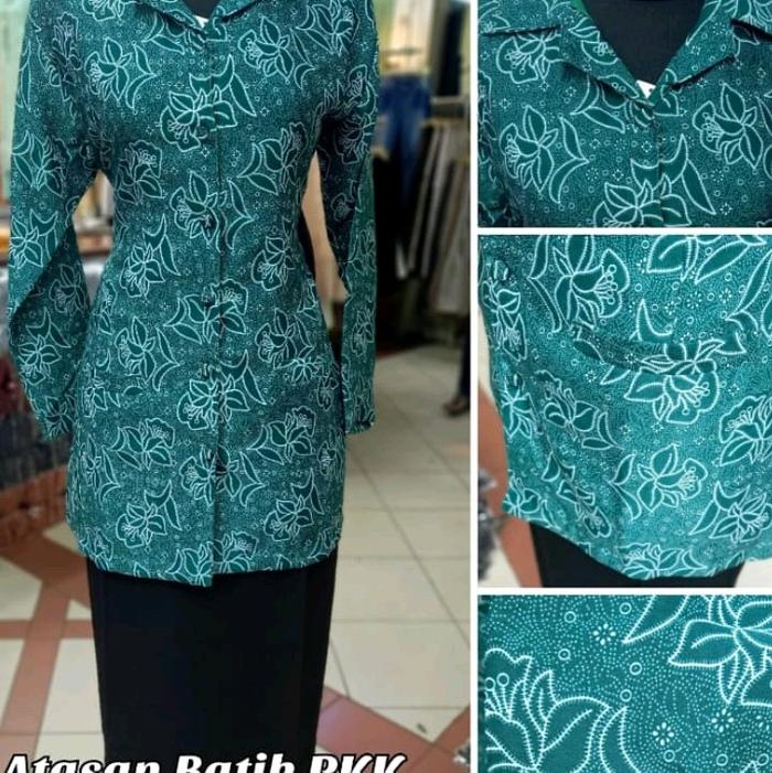 Batik PKK Nasional Wanita Atasan Batik PKK Setelan Baju hijau PKK wanita