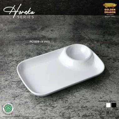 PUTIH PIRING SEKAT Rounded Melamine Snack Sambal Golden Dragon PC1509