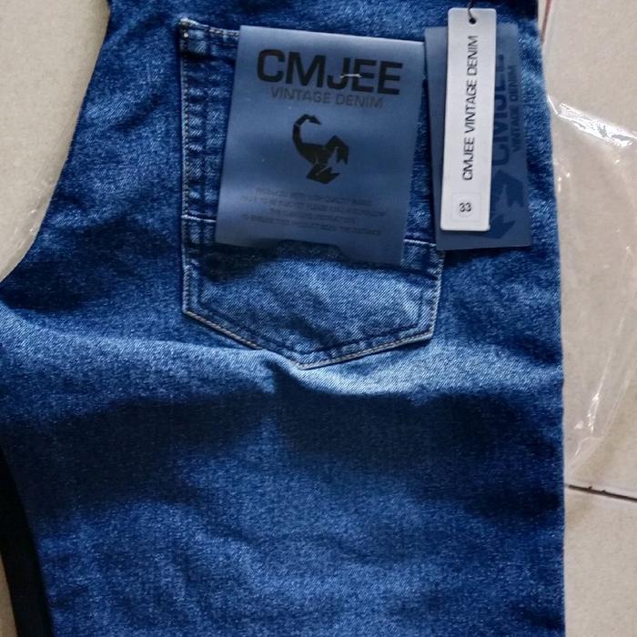 Celana Jeans Pria CMJee Slim Fit Panjang Hitam Cowok Dewasa Denim - Skinny