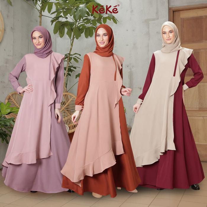 DRESS MUSLIMAH GAMIS DEWASA BUSANA MUSLIM WANITA KEKE ZEBA SERIES GDSR K 2105 D40P