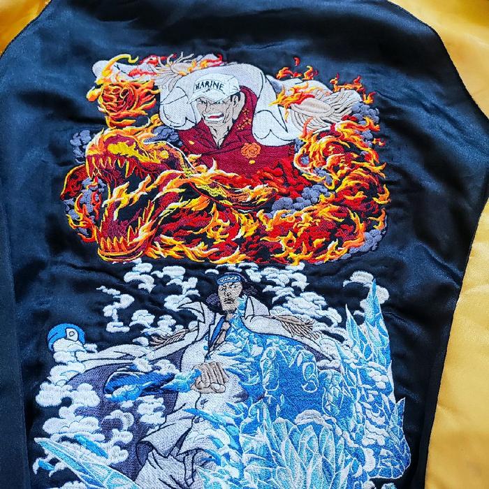 jaket sukajan one piece aokiji akainu jacket