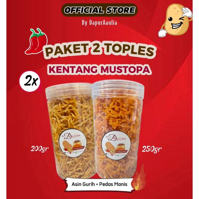 [Paket beli 2] Kentang mustofa toples 1000ml mustofa kering pedas manis dan asin gurih kriuk
