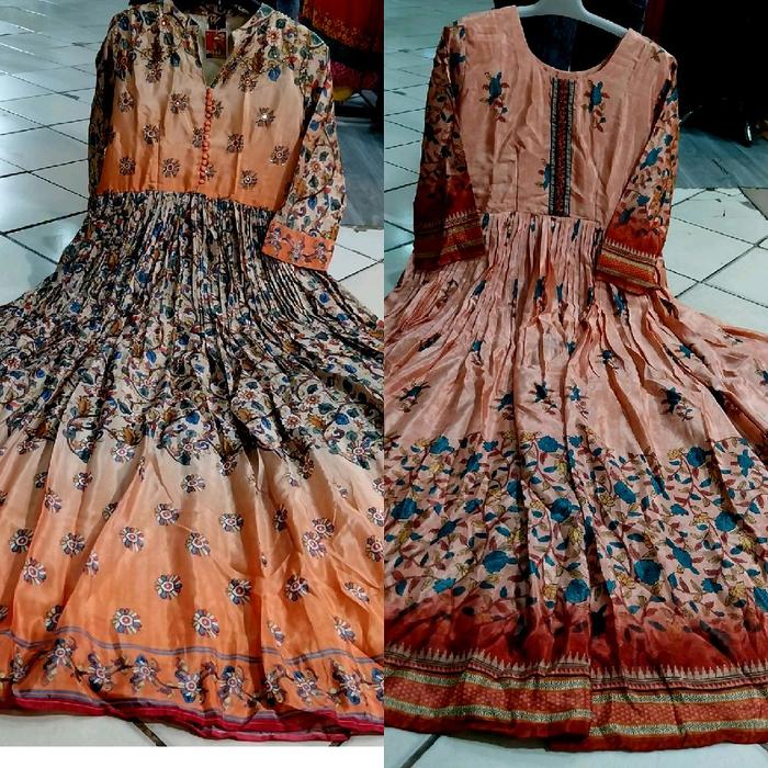 ori baju gaun india baham sutra motif cantik dan mewah