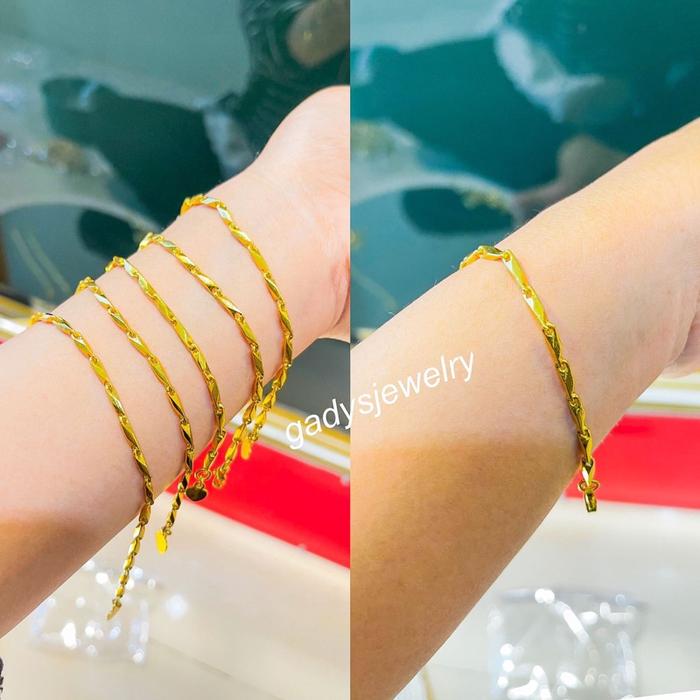 gelang padi viral Lapis Emas 24krt Crum Emas Muda 18gram gelang Cewek Replika Premium Gold