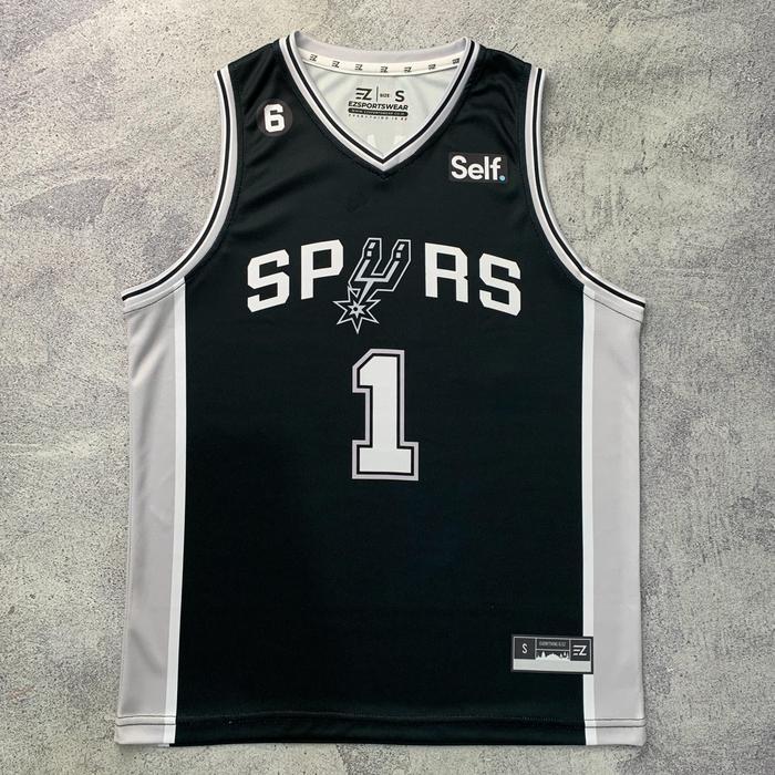 AtarPedia [ORIGINAL] Jersey Basket Victor Wembanyama San Antonio Spurs #1 HITAM - Swingman Bola Bask