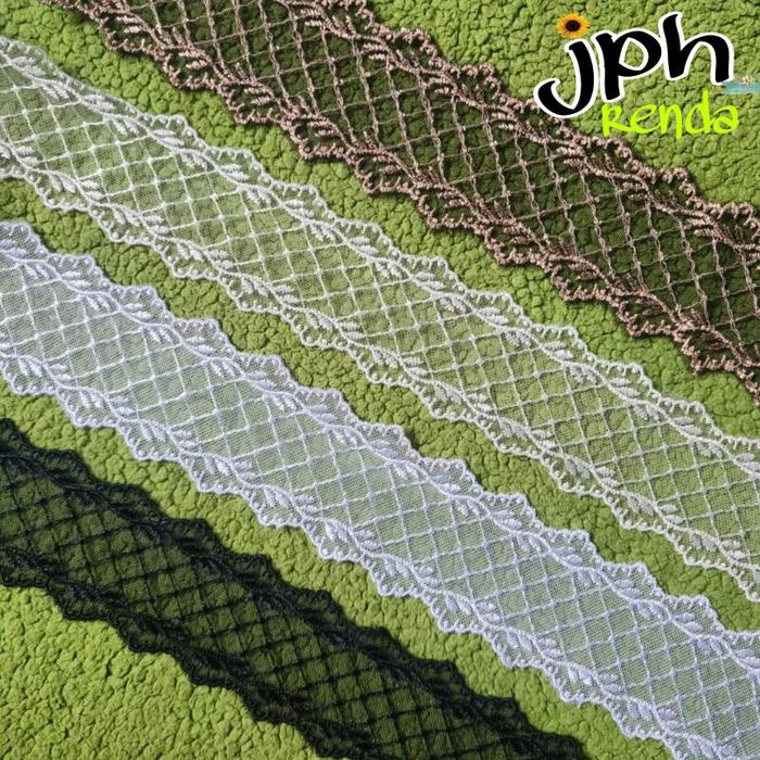 Renda tile lebar 5cm, renda tulle, renda bordir si 15 yard
