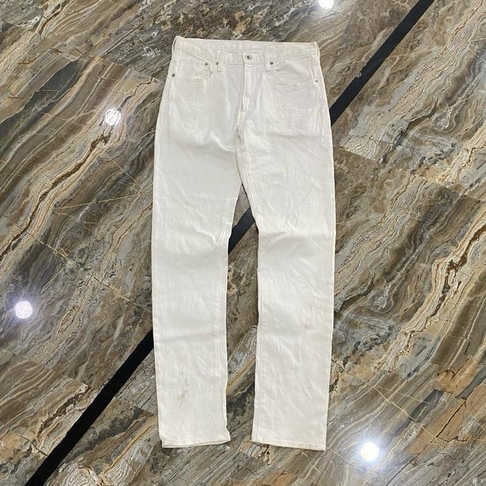 GU UNIQLO Basic Putih Jeans Slim Fit untuk Pria dan Wanita