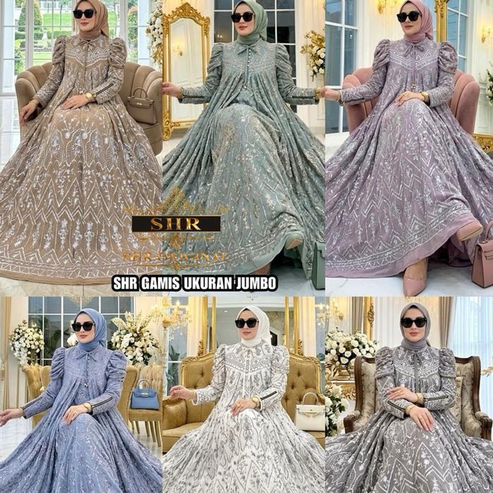 NEW SHR ORI MAXI DRESS JUMBO CERUTY BORDIR FULL PURING ORI SHR 100%